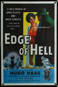 m194 EDGE OF HELL one-sheet movie poster '56 Hugo Haas, very bad girl!
