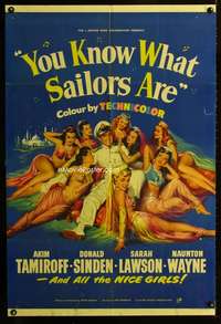 m044 YOU KNOW WHAT SAILORS ARE English one-sheet movie poster '54 sexy art!