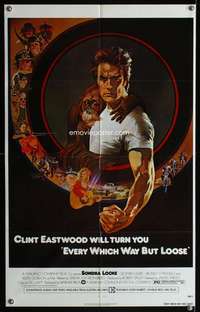 m202 EVERY WHICH WAY BUT LOOSE one-sheet movie poster '78 Clint Eastwood