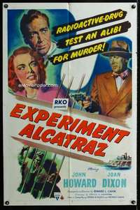m206 EXPERIMENT ALCATRAZ one-sheet movie poster '51 radioactive drug test!