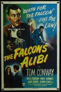 m213 FALCON'S ALIBI one-sheet movie poster '46 Tom Conway as The Falcon!