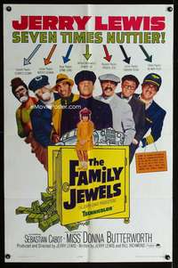 m215 FAMILY JEWELS one-sheet movie poster '65 Jerry Lewis, Donna Butterworth