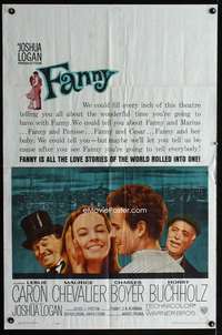 m219 FANNY one-sheet movie poster '61 Leslie Caron, Boyer, Chevalier