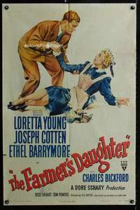 m225 FARMER'S DAUGHTER one-sheet movie poster '47 Loretta Young, Cotten