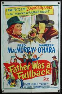 m231 FATHER WAS A FULLBACK one-sheet movie poster '49 O'Hara, football!