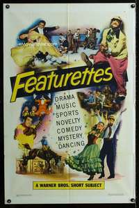 m236 FEATURETTES one-sheet movie poster '51 Warner Bros. short subjects!