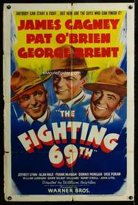 m241 FIGHTING 69th one-sheet movie poster '40 James Cagney, Pat O'Brien