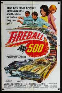 m244 FIREBALL 500 one-sheet movie poster '66 car racing, Frankie Avalon