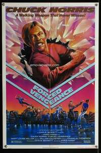 m253 FORCED VENGEANCE one-sheet movie poster '82 Chuck Norris, kung fu!