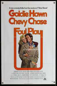 m255 FOUL PLAY one-sheet movie poster '78 Goldie Hawn, Chevy Chase