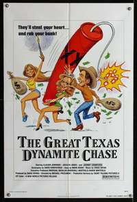 m267 GREAT TEXAS DYNAMITE CHASE one-sheet movie poster '76 Green art!
