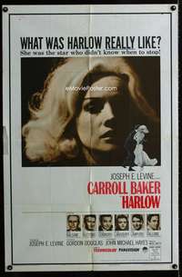 m274 HARLOW one-sheet movie poster '65 Carroll Baker in the title role!