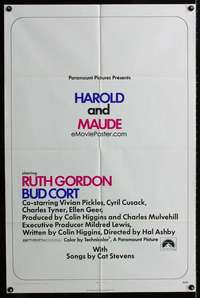 m275 HAROLD & MAUDE one-sheet movie poster '71 Ruth Gordon, Bud Cort