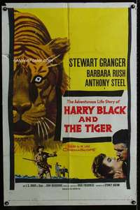 m276 HARRY BLACK & THE TIGER one-sheet movie poster '58 cool tiger image!