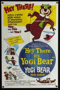 m285 HEY THERE IT'S YOGI BEAR one-sheet movie poster '64 Hanna-Barbera