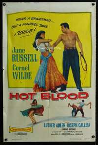 m293 HOT BLOOD one-sheet movie poster '56 Jane Russell, Nicholas Ray
