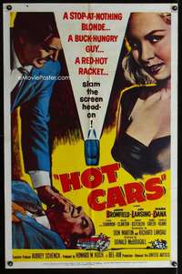 m294 HOT CARS one-sheet movie poster '56 sexy bad blonde Joi Lansing!