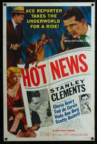 m295 HOT NEWS one-sheet movie poster '53 ace reporter Stanley Clements!