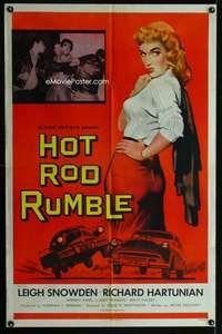 m296 HOT ROD RUMBLE one-sheet movie poster '57 teen rebel car racing!