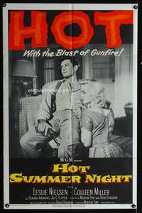 m298 HOT SUMMER NIGHT one-sheet movie poster '56 Leslie Nielsen, Miller