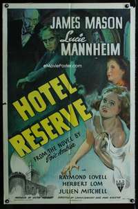 m299 HOTEL RESERVE one-sheet movie poster '44 James Mason, Eric Ambler
