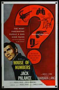 m303 HOUSE OF NUMBERS one-sheet movie poster '57 two Jack Palances!