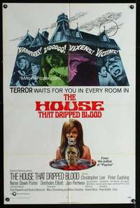 m304 HOUSE THAT DRIPPED BLOOD int'l one-sheet movie poster '71 Chris Lee