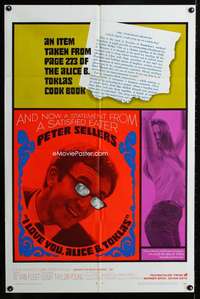 m319 I LOVE YOU ALICE B TOKLAS one-sheet movie poster '68 Sellers, drugs!