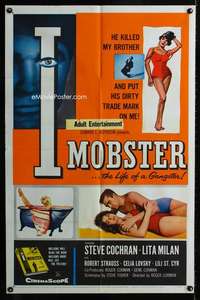 m320 I MOBSTER one-sheet movie poster '58 Roger Corman, Steve Cochran