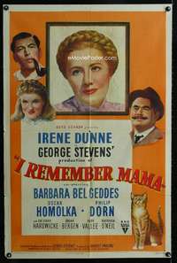 m321 I REMEMBER MAMA one-sheet movie poster '48 Irene Dunne, Bel Geddes