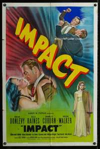 m328 IMPACT one-sheet movie poster '49 Brian Donlevy, Ella Raines, noir!