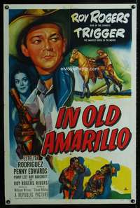 m329 IN OLD AMARILLO one-sheet movie poster '51 Roy Rogers in Texas!