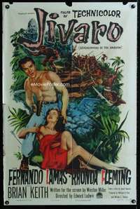 m332 JIVARO one-sheet movie poster '54 3-D Rhonda Fleming, Fernando Lamas