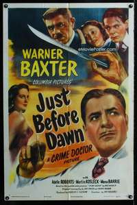 m345 JUST BEFORE DAWN one-sheet movie poster '46 The Crime Doctor!