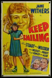 m347 KEEP SMILING one-sheet movie poster '38 Jane Withers stone litho!