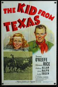 m351 KID FROM TEXAS one-sheet movie poster '39 O'Keefe, nice stone litho!