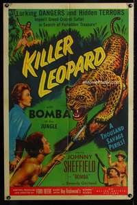 m353 KILLER LEOPARD one-sheet movie poster '54 Bomba the Jungle Boy!