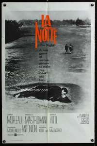 m359 LA NOTTE int'l one-sheet movie poster '61 Antonioni, Mastroianni