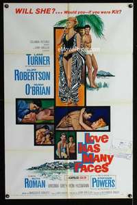 m362 LOVE HAS MANY FACES one-sheet movie poster '65 Lana Turner, Robertson