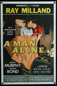 m368 MAN ALONE one-sheet movie poster '55 Ray Milland, Mary Murphy