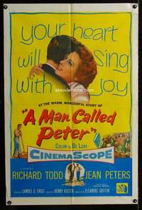 m370 MAN CALLED PETER one-sheet movie poster '55 Henry Koster, Jean Peters