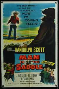m373 MAN IN THE SADDLE one-sheet movie poster '51 Randolph Scott, Leslie