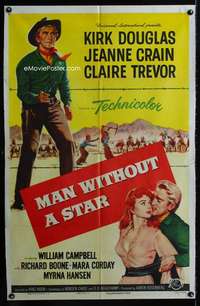 m378 MAN WITHOUT A STAR one-sheet movie poster '55 Kirk Douglas, Crain