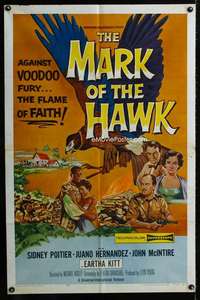 m382 MARK OF THE HAWK one-sheet movie poster '58 Sidney Poitier in Africa!