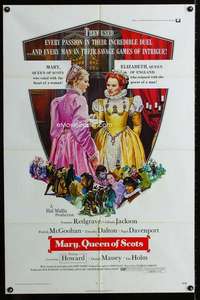 m385 MARY QUEEN OF SCOTS one-sheet movie poster '72 art of Vanessa Redgrave & Glenda Jackson