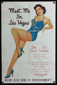m393 MEET ME IN LAS VEGAS one-sheet movie poster '56 sexy Cyd Charisse!