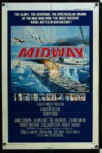 m398 MIDWAY style B one-sheet movie poster '76 Charlton Heston, Henry Fonda