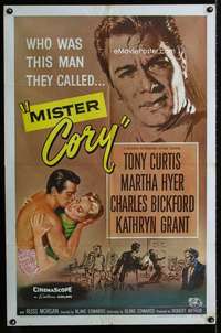 m403 MISTER CORY one-sheet movie poster '57 Curtis as pro poker player!