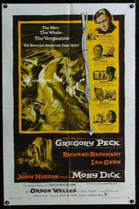 m405 MOBY DICK one-sheet movie poster '56 Gregory Peck, Orson Welles
