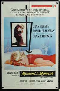 m408 MOMENT TO MOMENT one-sheet movie poster '65 pretty Jean Seberg!